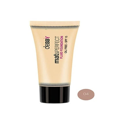Fond de ten mat, Debby, Mat & Perfect Fluid Foundation, culoare 04, capacitate 30ml