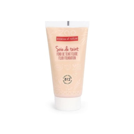 Fond de ten lichid vegan Zao, Refill Silk Foundation Bio, cu unt de shea și uleiuri, culoare Cream Beige, 30 ml