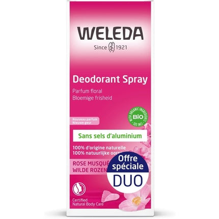 Weleda Rose Deodorant Spray Duo 100ml - Set de 2 Butoiașe Verzi
