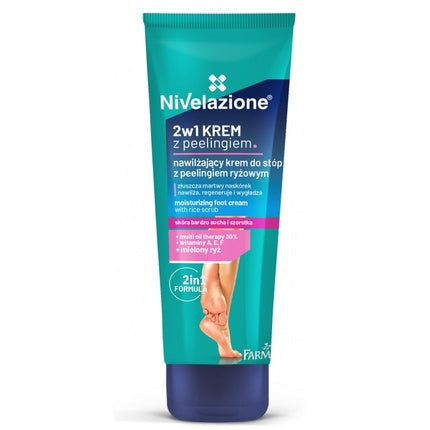 Cremă hidratantă pentru picioare cu peeling de orez 100ml, Teal/Albastru, Tub Squeeze