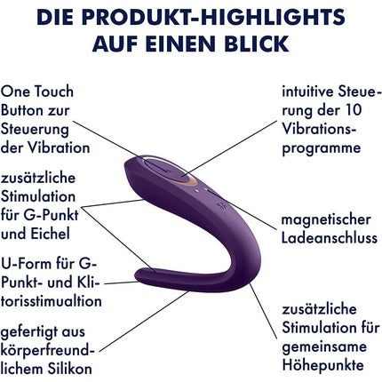 Vibrator cupluri, Satisfyer Partner, mov, design rezistent la apă