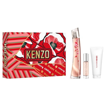 Set Cadou Kenzo Ikebana Eau De Parfum, 75 ml + 30 ml, cutie roșie cu flori