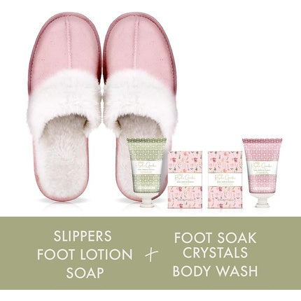 Set cadou, Baylis & Harding, papuci, trandafir si vanilie, roz