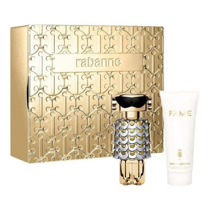 Set Parfum Paco Rabanne Fame, 80ml Eau De Parfum + 100ml Body Lotion, Sticlă cu formă de bufniță, Aurie