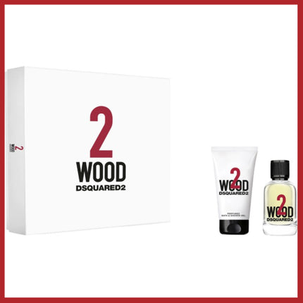 Set Cadou Parfum Dsquared2, 2 Wood, 30ml EDT Spray + 50ml Gel de Duș, Cutie Albă