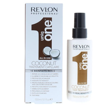 Spray Uscător Revlon Professional Uniq One All in One Coconut, 150 ml, Culoare Alb și Maro