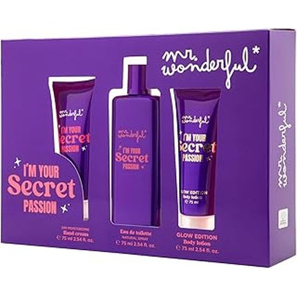 Set Parfum Femeie Mr Wonderful, I'm Your Secret Passion, 75ml EDT + 75ml Cremă Mâini