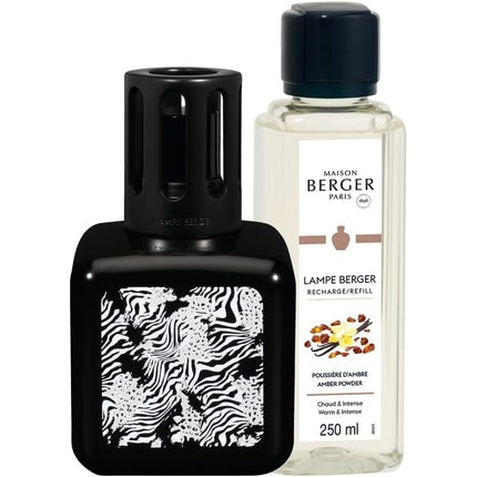 Set Parfum Maison Berger, Lampe Berger Glacon Animal, design zebra, culoare negru