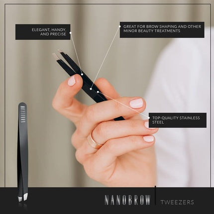 Pensetă profesională Nanobrow, vârf oblic, inox