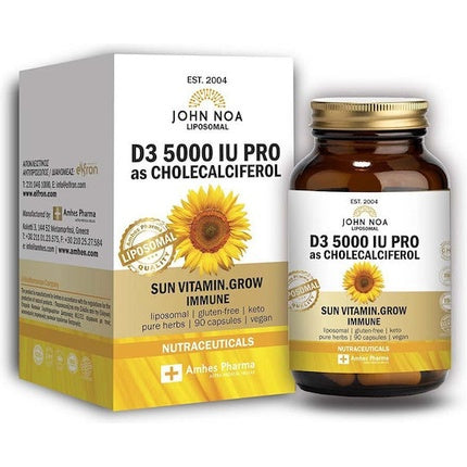 John Noa D3 5000 IU Pro, supliment alimentar cu Vitamina D3 liposomală, 90 capsule