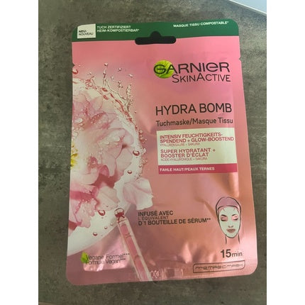 Garnier SkinActive Hydra Bomb Sakura Sheet Mask - Mască facială pentru ten uscat și deshidratat, 15 min