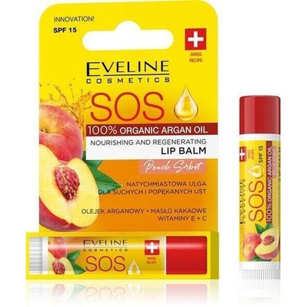 Balsam de buze SOS, Eveline Cosmetics, Peach, SPF 15