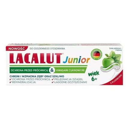 Pastă de dinți pentru copii Lacalut Junior, 6+, aromă de măr și mentă, 55 ml