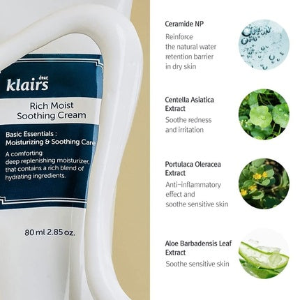 Cremă față, Dearklairs, Rich Moist, alb 80ml