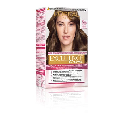Vopsea de păr, L'Oréal Paris, Excellence Cream, 5 Șaten Deschis, 192ml