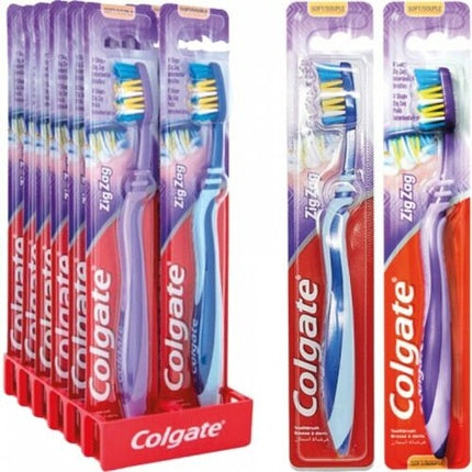 Periuță de dinți Colgate Zig Zag Soft, 3.8 cm x 5.2 cm x 23 cm, albastru și roz