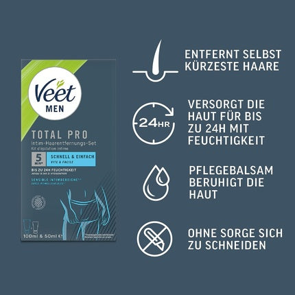 Set Epilare Intimă, Veet Men Total Pro, cremă 100 ml