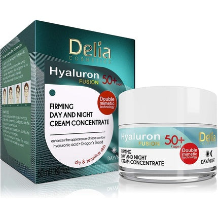 Cremă Față Delia 50+ Acid Hialuronic 50ml Alb