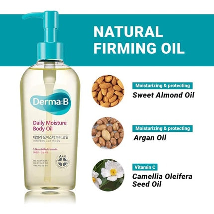 Ulei de Corp Derma B Daily Moisture, cu ulei de argan și migdale dulci, 200ml