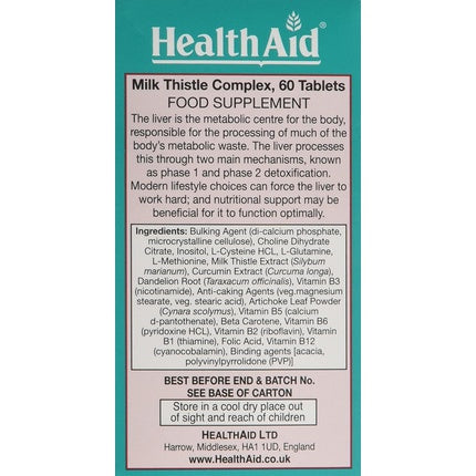 Supliment alimentar, HealthAid, Complex Silimarina, 60 tablete