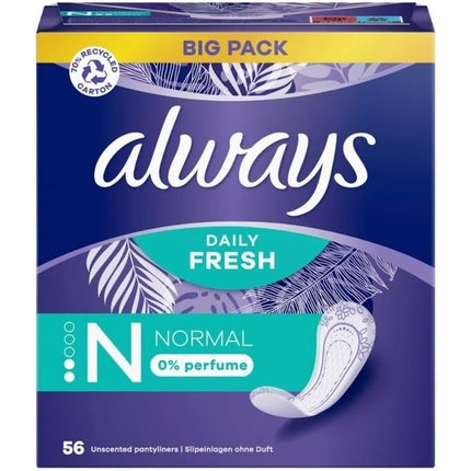 Șervețele igienice feminine Always Daily Fresh Normal, 56 buc (fără parfum)