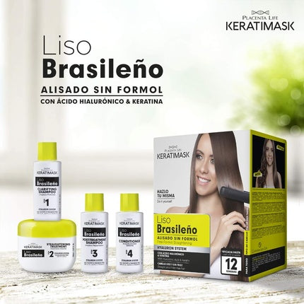 Set tratament păr Be Natural Liso Brasileño, 120 ml + 30 ml + 150 ml + 30 ml, verde