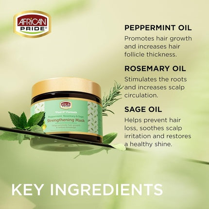 African Pride, Feel It Formula Hair Strengthening Mask Treatment Peppermint Rosemary Sage, 12oz