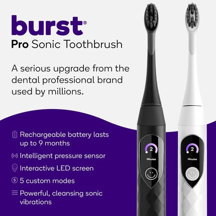 Periuță electrică pentru dinți Burst Pro Sonic Advanced, negru cu peri moi