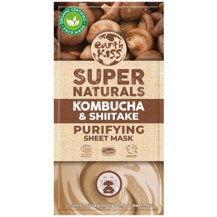 Masca facială tip folie, Earth Kiss, Super Naturals Kombucha Shiitake, 25 ml, ambalaj maro