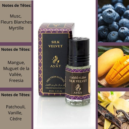 Set Parfum Concentrat, Ayat Perfumes, Silk Velvet, 3ml x 12 sticle, Culoare Violet