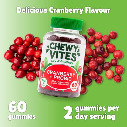 Vitamine Gummy pentru adulți, Chewy Vites, Cranberry + Probiotic, 60 buc