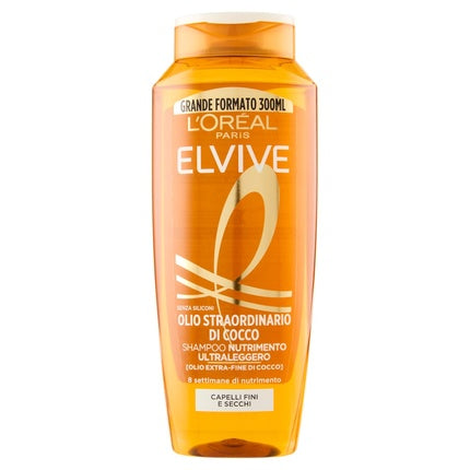 Șampon L'Oréal Elvive Coconut Oil, 300ml, pentru păr uscat și vârfuri despicate