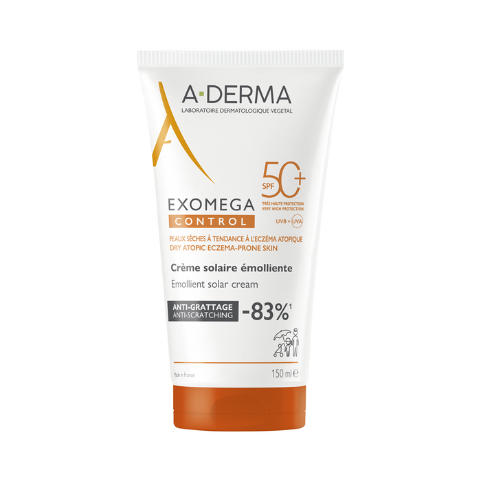Cremă solară emolientă A-Derma Exomega Control, pentru față și corp, SPF 50+, 150 ml