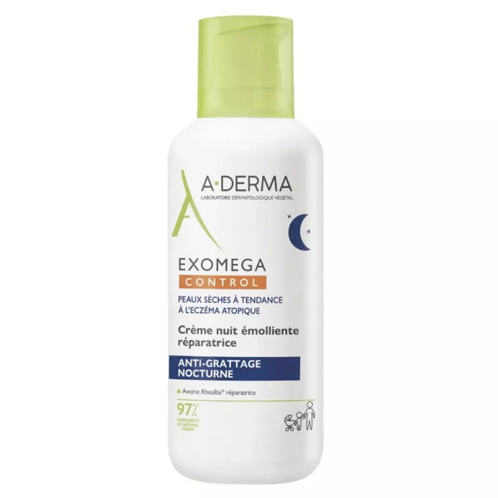 Cremă de față A-Derma Exomega Control, emolientă de noapte, pentru piele uscată cu tendință atopică, 400 ml