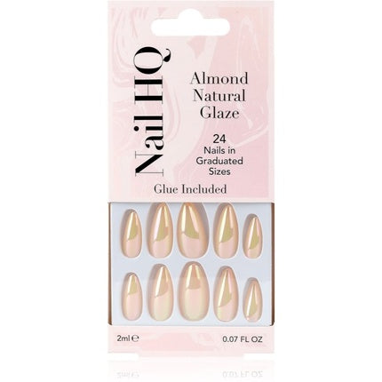 Unghii false Nail HQ, Almond Natural Glaze, 24 Pcs