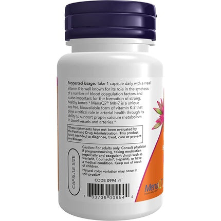 Capsule Vitamina K2 MK-7 300mcg NOW Foods - Suport pentru sănătatea oaselor