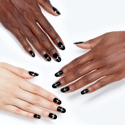 Unghii false, OPI, scurte, negru si argintiu