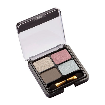 Paletă ochi Christian Faye Quattro Eyeshadow Sparkle, culori roz, auriu, verde, brun, cu pensulă
