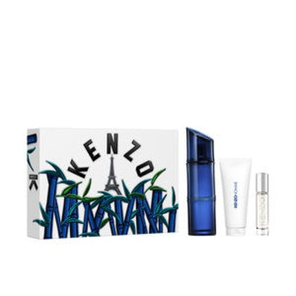 Set Cadou Parfum Kenzo Homme Intense, Culoare Albastru cu Design Bambus