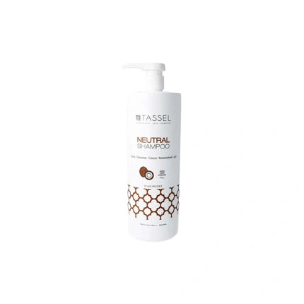 Șampon Tassel Neutral Coconut Shampoo, 1l, alb cu imprimeu geometric maro, pompă