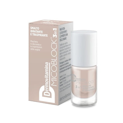 Smalt pentru unghii Dermovitamina Micoblock 3in1, Beige, 5ml - Uscare Rapidă, Formulare Hidratantă
