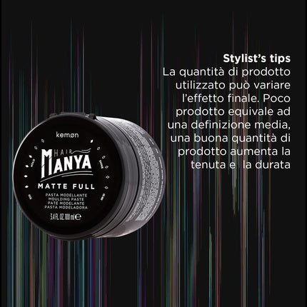 Pasta modelantă Kemon Hair Manya Matte Full Flexible Hold, 100ml