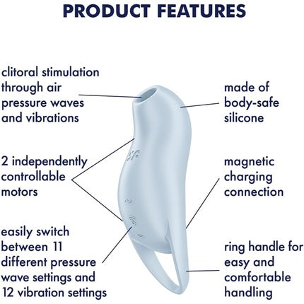 Vibrator Satisfyer Pocket Pro 1, Silikon, Albastru Deschis