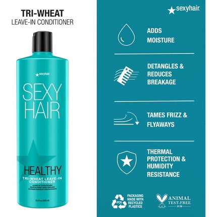 Condiționator fără clătire Sexy Hair Healthy Tri-Wheat, 1000ml