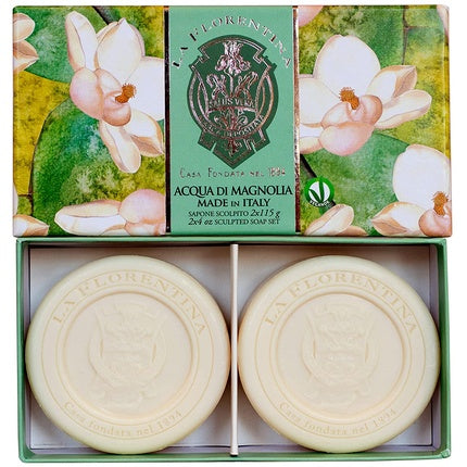 Set Săpunuri La Florentina Magnolia Water, 2 buc., ambalaj cadou, culoare crem