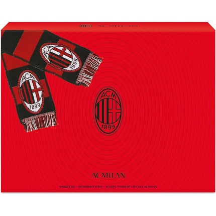 Set cadou A.C. Milan, deodorant 150ml, gel de duș 200ml, eșarfă oficială