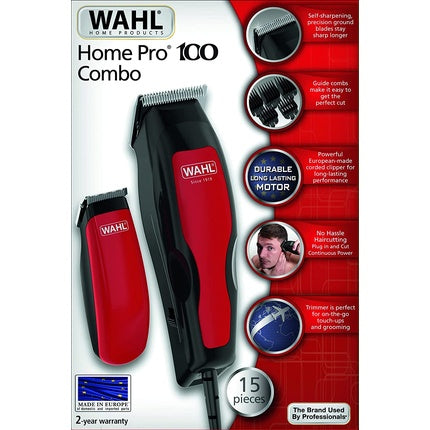 WAHL Home Pro 100 Combo, Set aparat de tuns pentru păr și mustață, Negru/Roșu