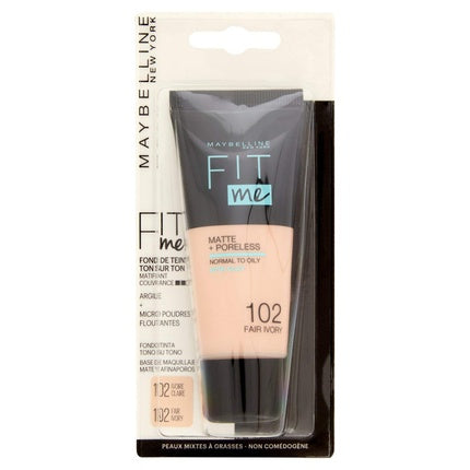Fond de ten, Maybelline New York, Fit Me Matte & Poreless, 102 Ivory