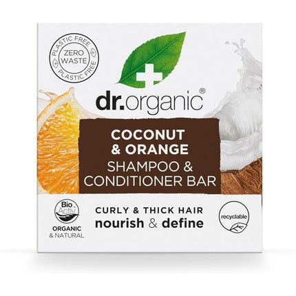 Șampon cu balsam, Dr Organic, cocos și portocală, 75g