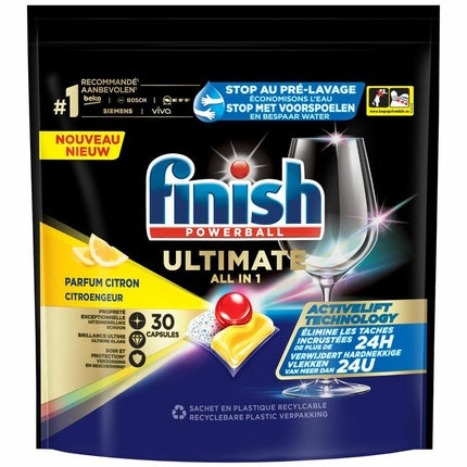 Tablete Finish Ultimate Lemon pentru Mașina de Spălat Vase, 30 buc